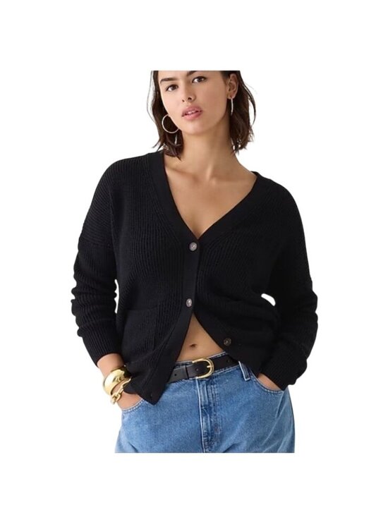 J.CREW Sweaters - J Crew Women’s Medium Black Alpaca Wool Blend Cropped V-neck Cardigan Sweater